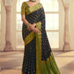 Contemporary Chiffon Silk Blue Green Weaving Saree