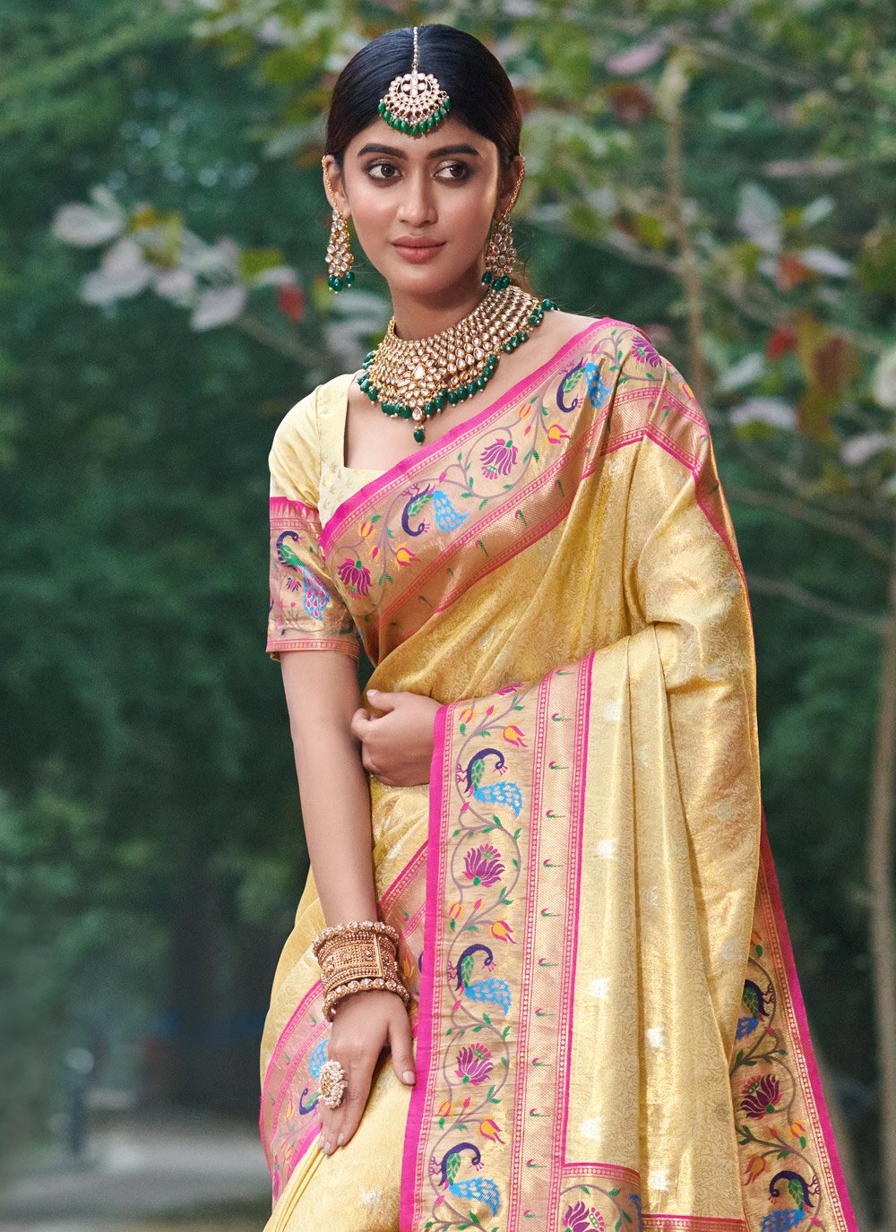 Traditional Saree Silk Cream Weaving Saree