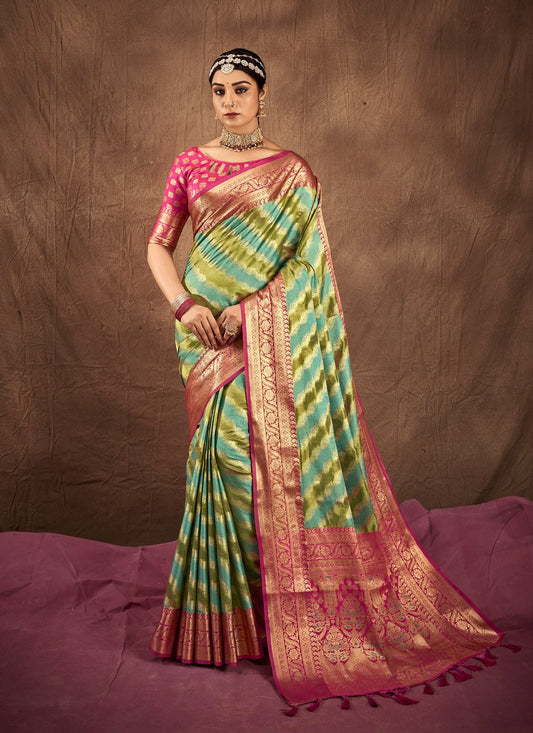 Traditional Saree Silk Firozi Teal Weaving Saree