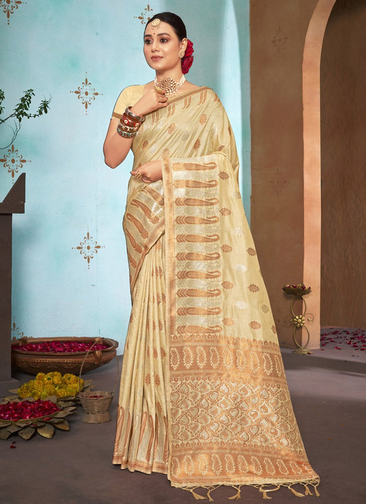 Traditional Saree Silk Beige Weaving Saree