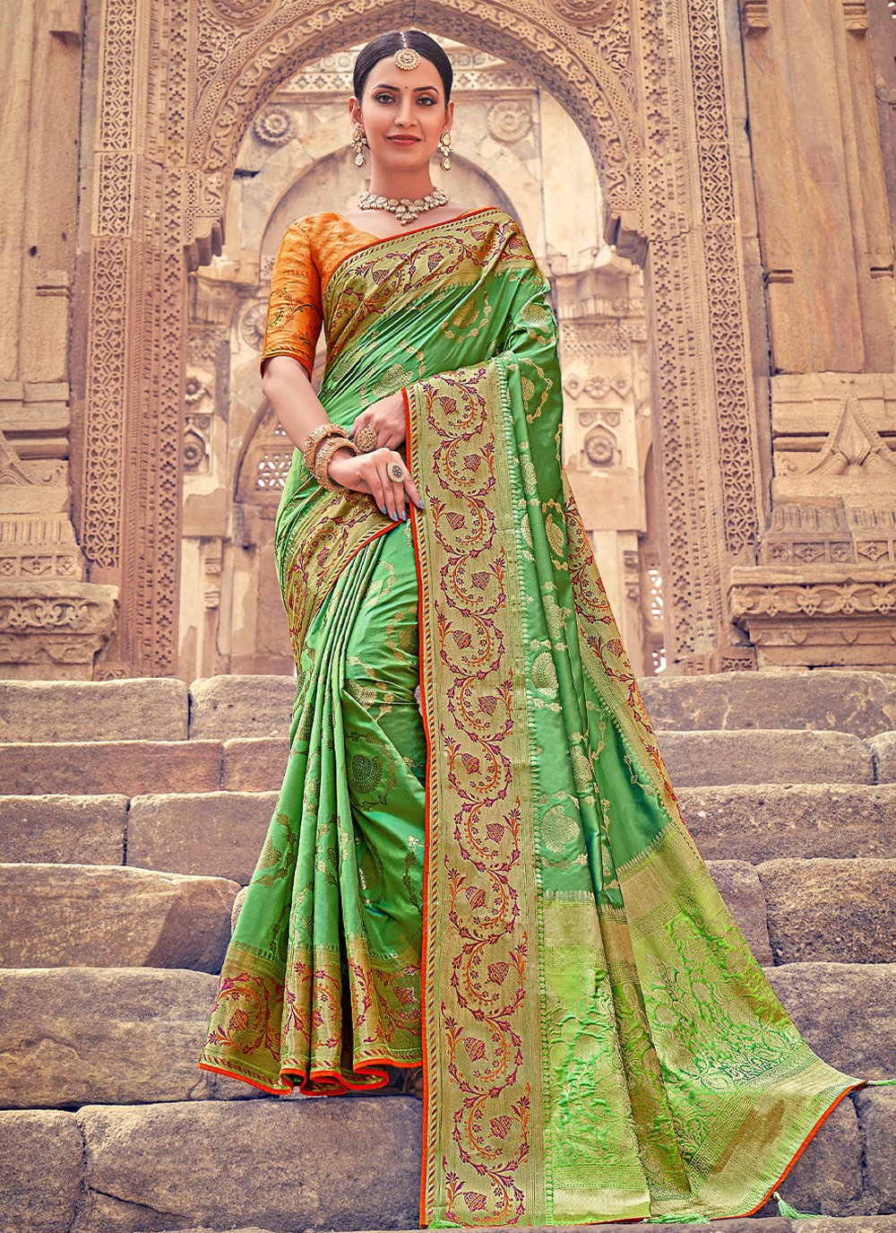 Classic Silk Green Weaving Saree