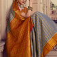 Trendy Saree Chiffon Silk Grey Orange Weaving Saree