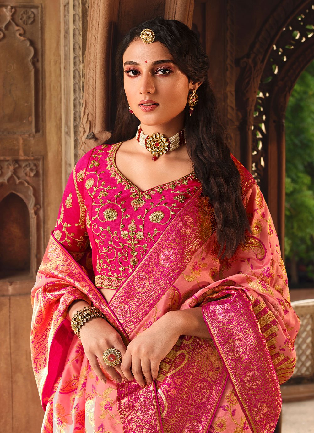 Classic Silk Pink Weaving Saree