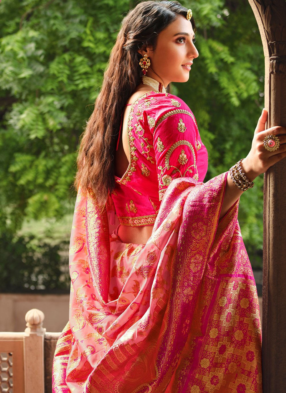 Classic Silk Pink Weaving Saree