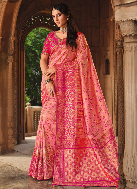 Classic Silk Pink Weaving Saree