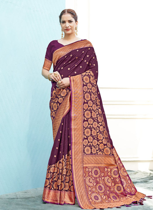 Traditional Saree Silk Purple Weaving Saree