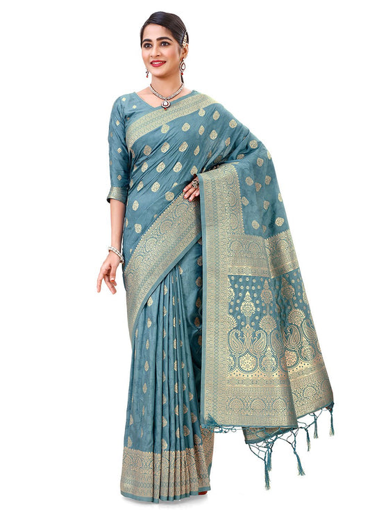 Silk Saree Silk Blue Weaving Saree