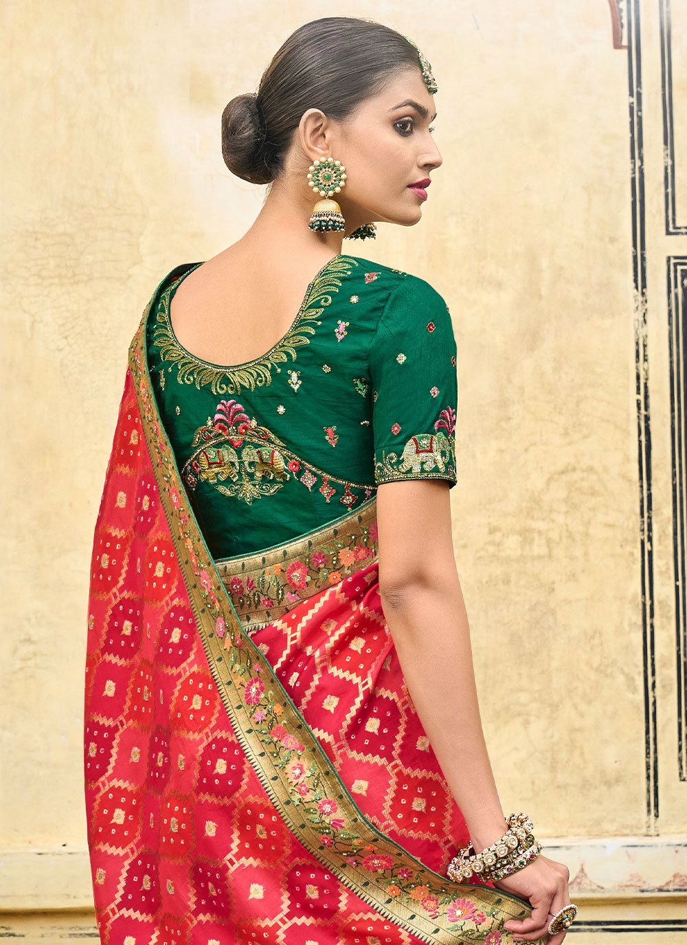 Classic Silk Red Embroidered Saree