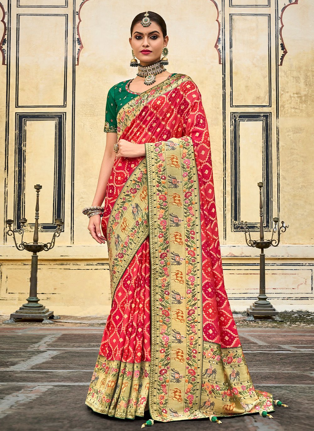 Classic Silk Red Embroidered Saree