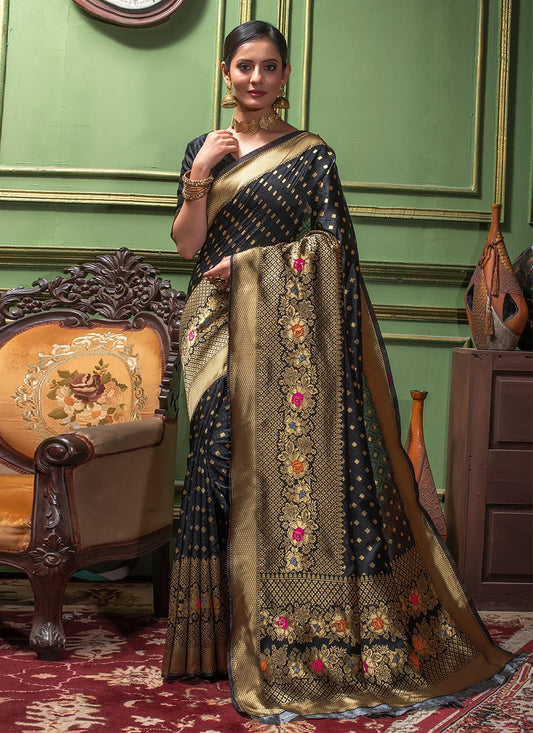 Classic Silk Black Weaving Saree