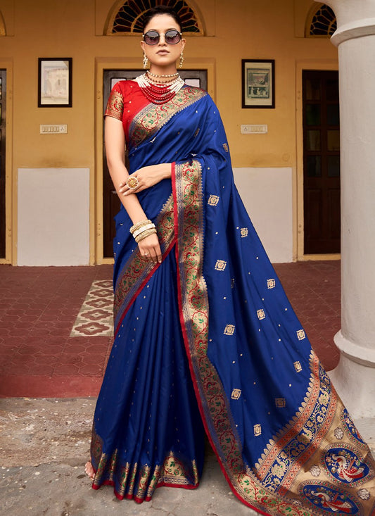 Classic Silk Blue Weaving Saree