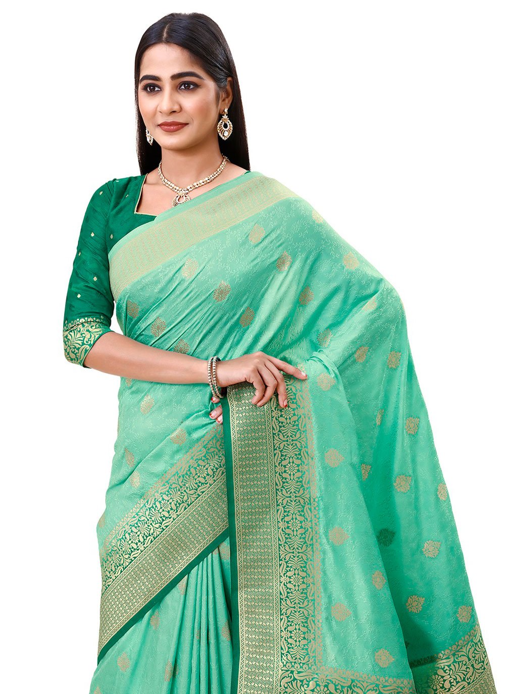 Silk Saree Silk Sea Green Weaving Saree