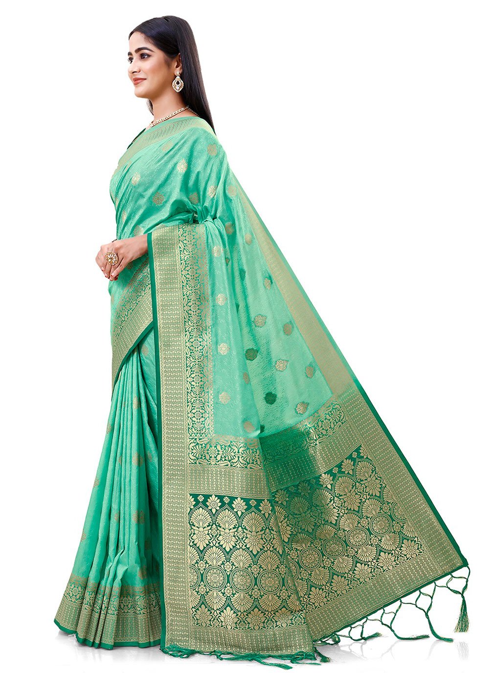 Silk Saree Silk Sea Green Weaving Saree