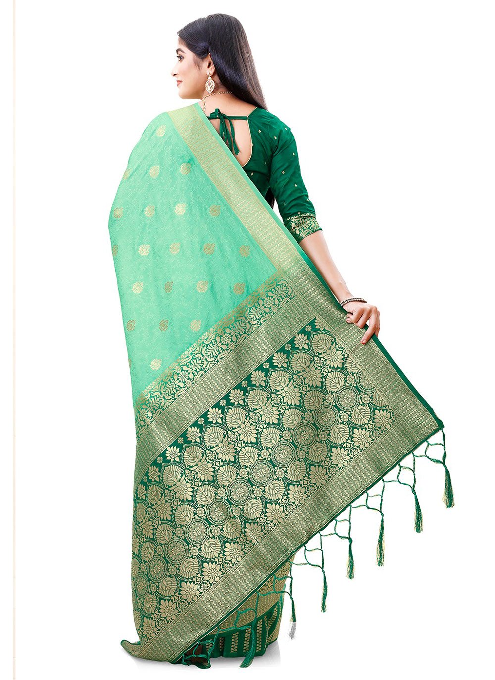 Silk Saree Silk Sea Green Weaving Saree