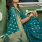Contemporary Organza Silk Teal Weaving Saree