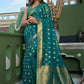 Contemporary Organza Silk Teal Weaving Saree