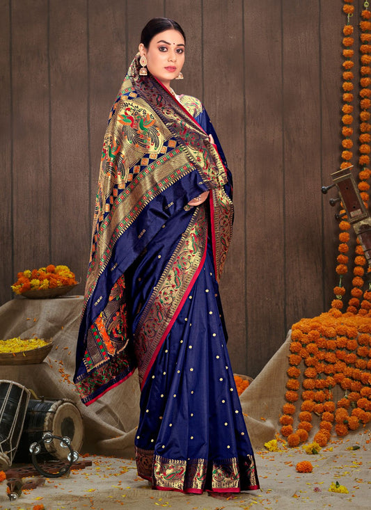 Traditional Saree Silk Blue Weaving Saree