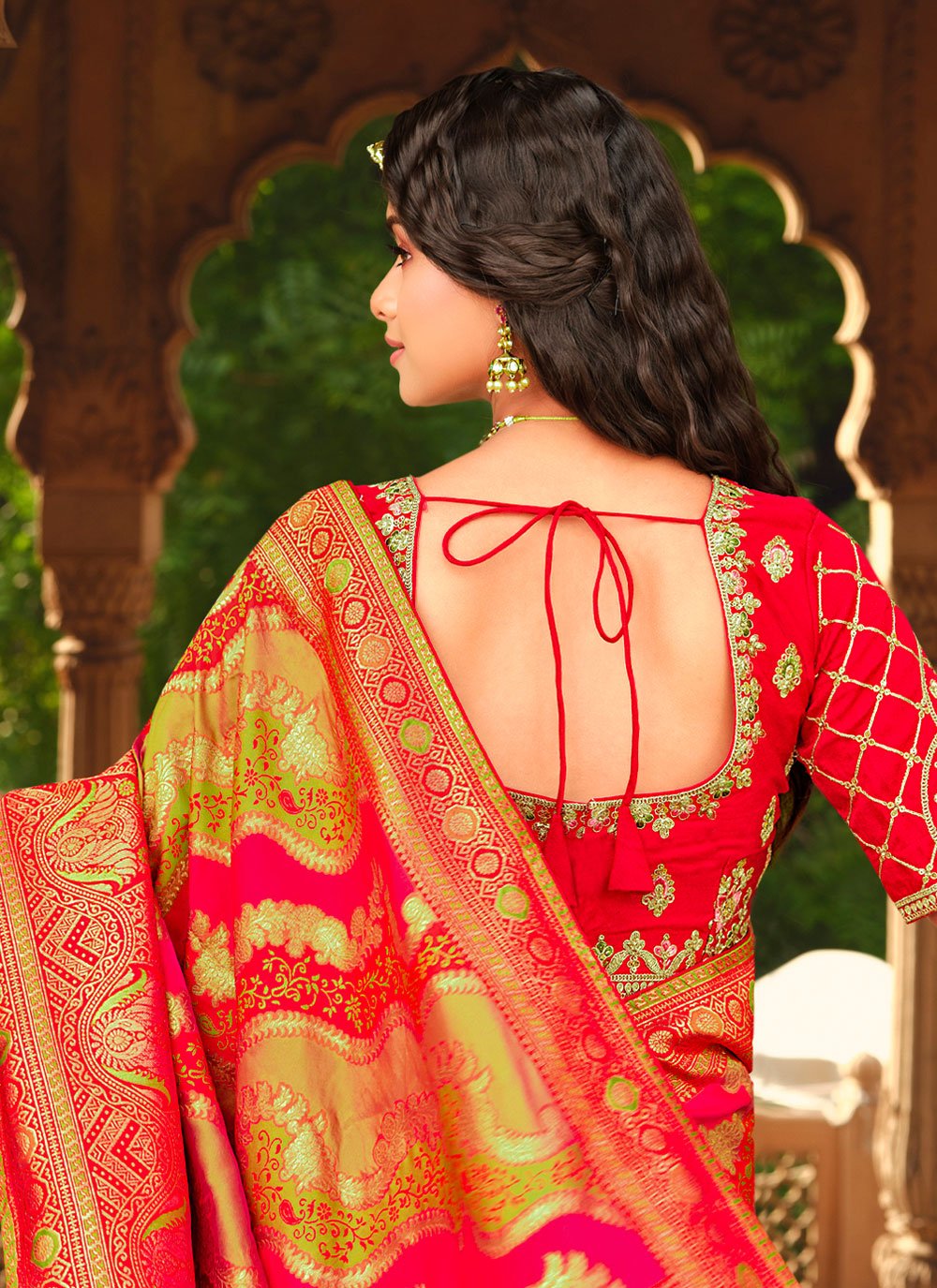 Traditional Saree Silk Red Weaving Saree