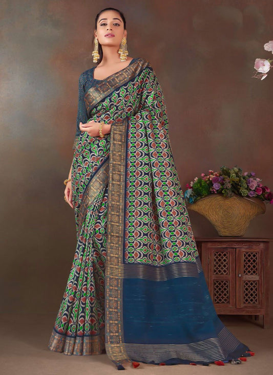 Trendy Saree Silk Multi Colour Weaving Saree