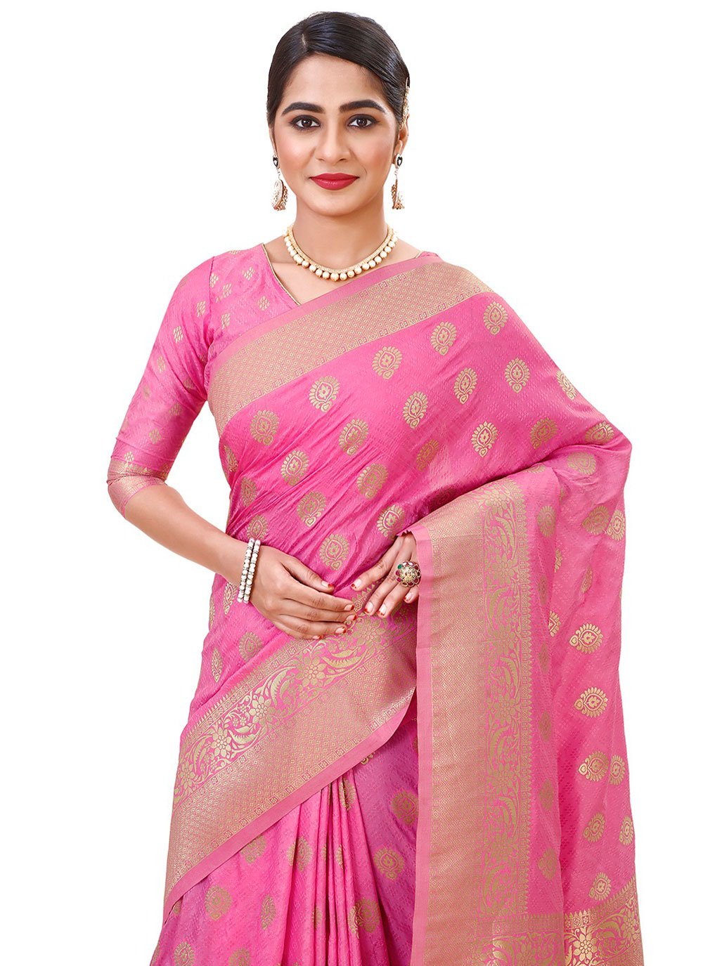 Trendy Saree Silk Pink Weaving Saree