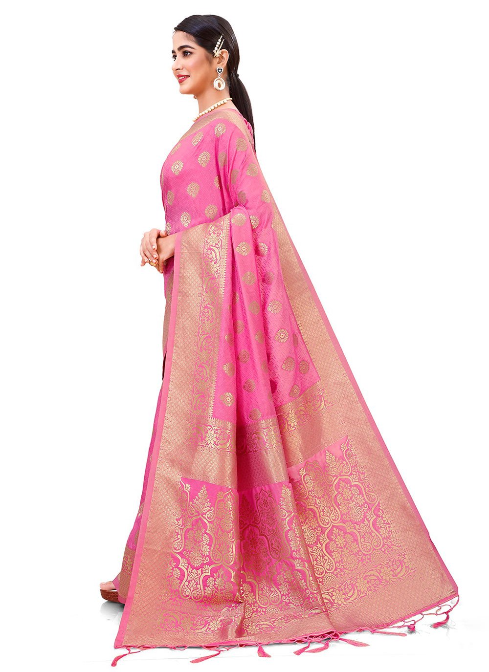 Trendy Saree Silk Pink Weaving Saree