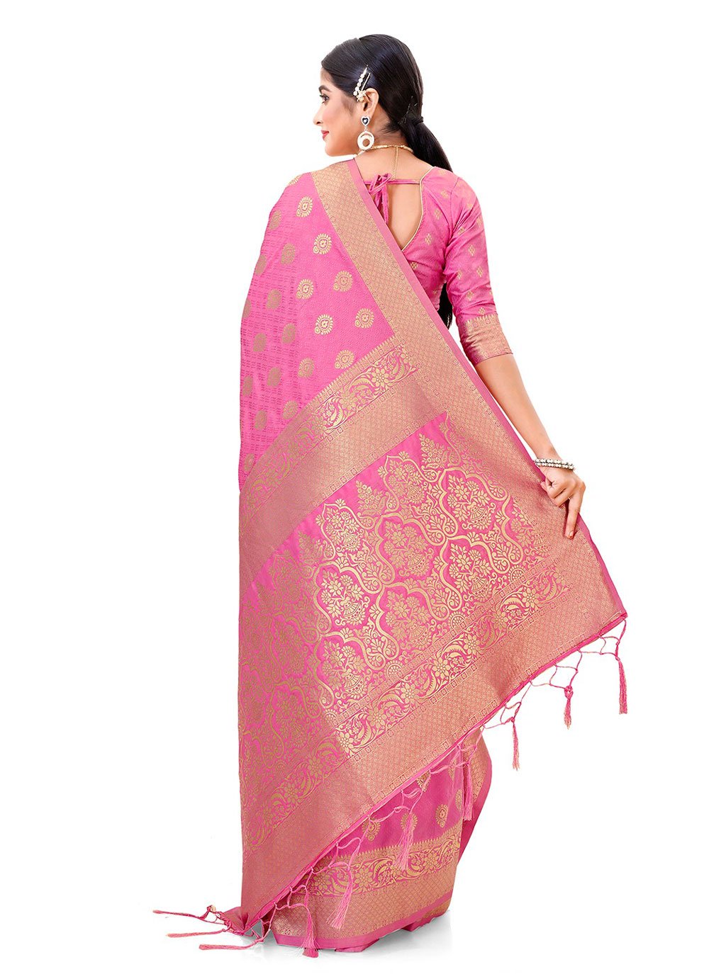 Trendy Saree Silk Pink Weaving Saree