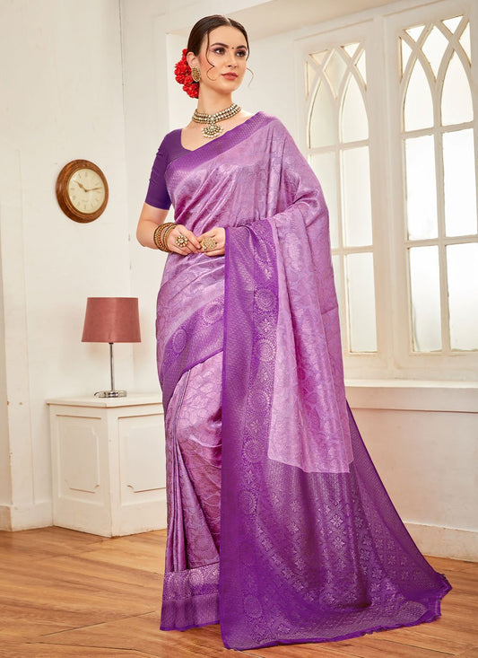 Trendy Saree Silk Purple Weaving Saree