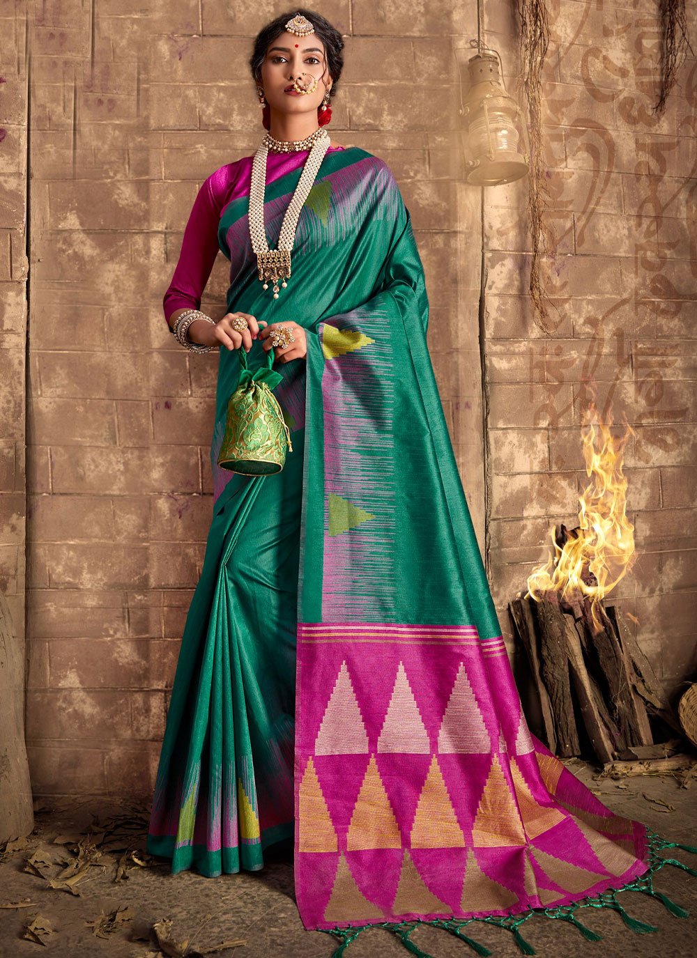 Contemporary Khadi Silk Teal Weaving Saree