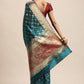 Contemporary Silk Teal Weaving Saree