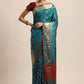 Contemporary Silk Teal Weaving Saree