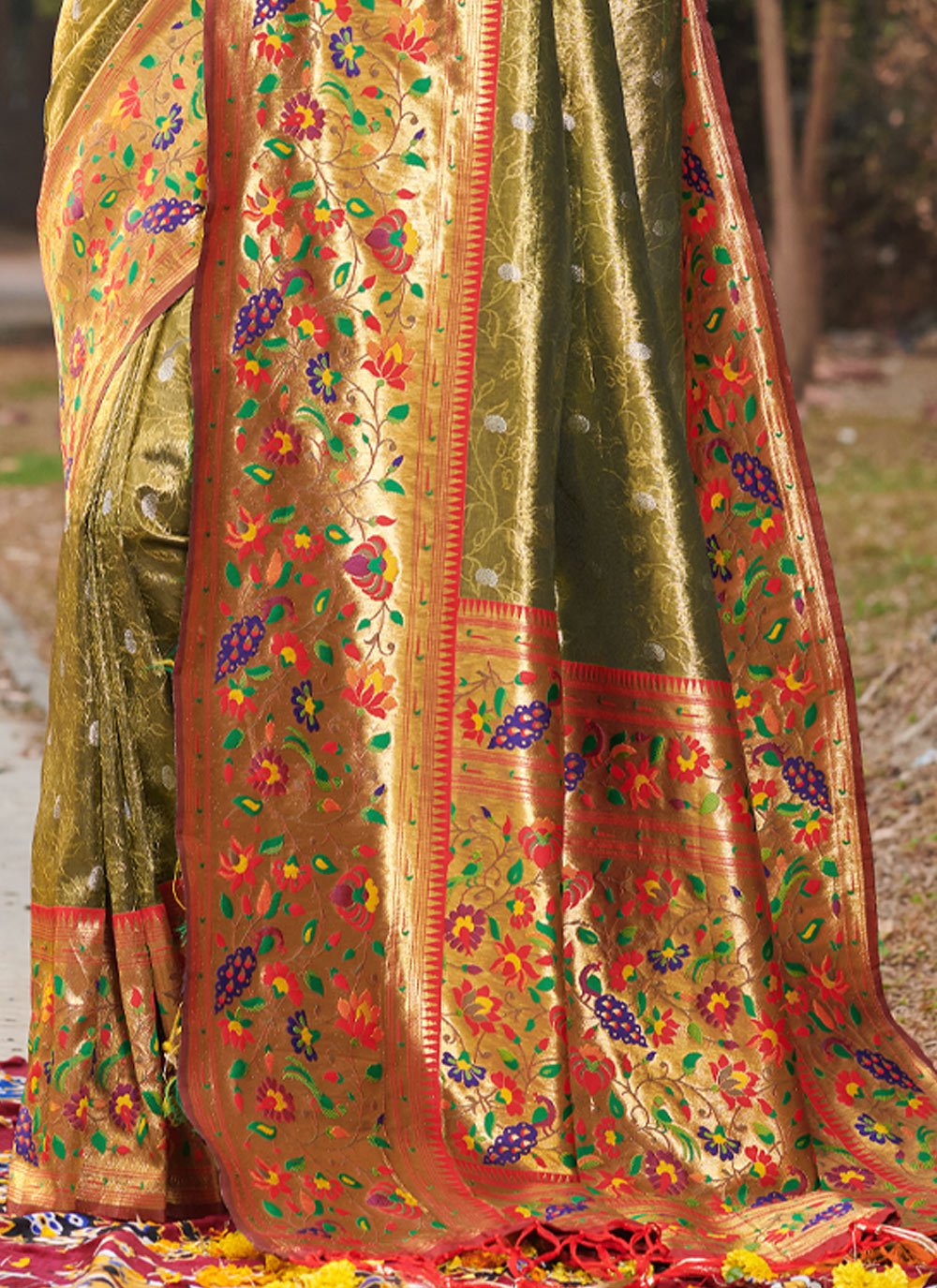 Traditional Saree Silk Green Weaving Saree