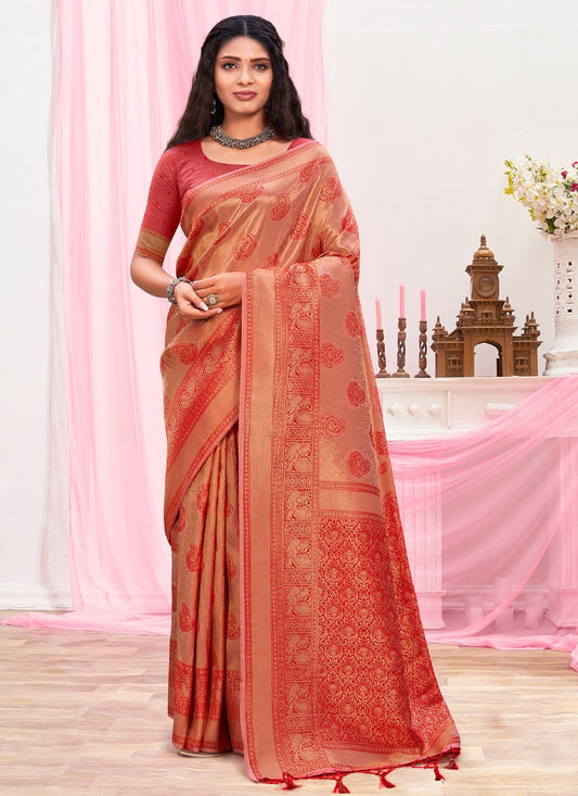 Traditional Saree Silk Red Weaving Saree