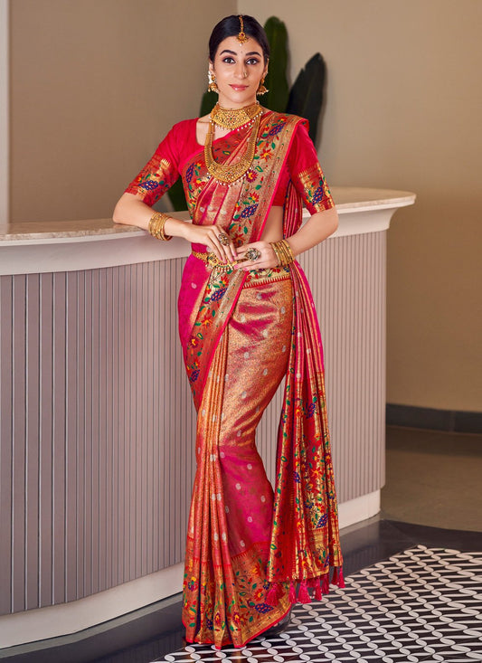 Traditional Saree Silk Rani Weaving Saree