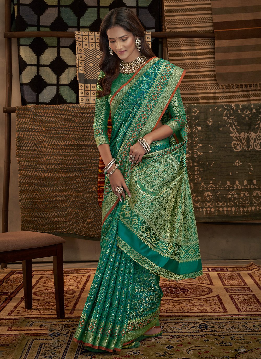 Trendy Saree Silk Green Weaving Saree