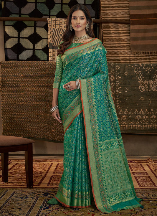 Trendy Saree Silk Green Weaving Saree