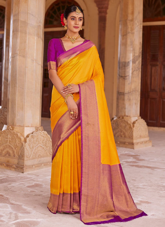 Trendy Saree Silk Mustard Weaving Saree