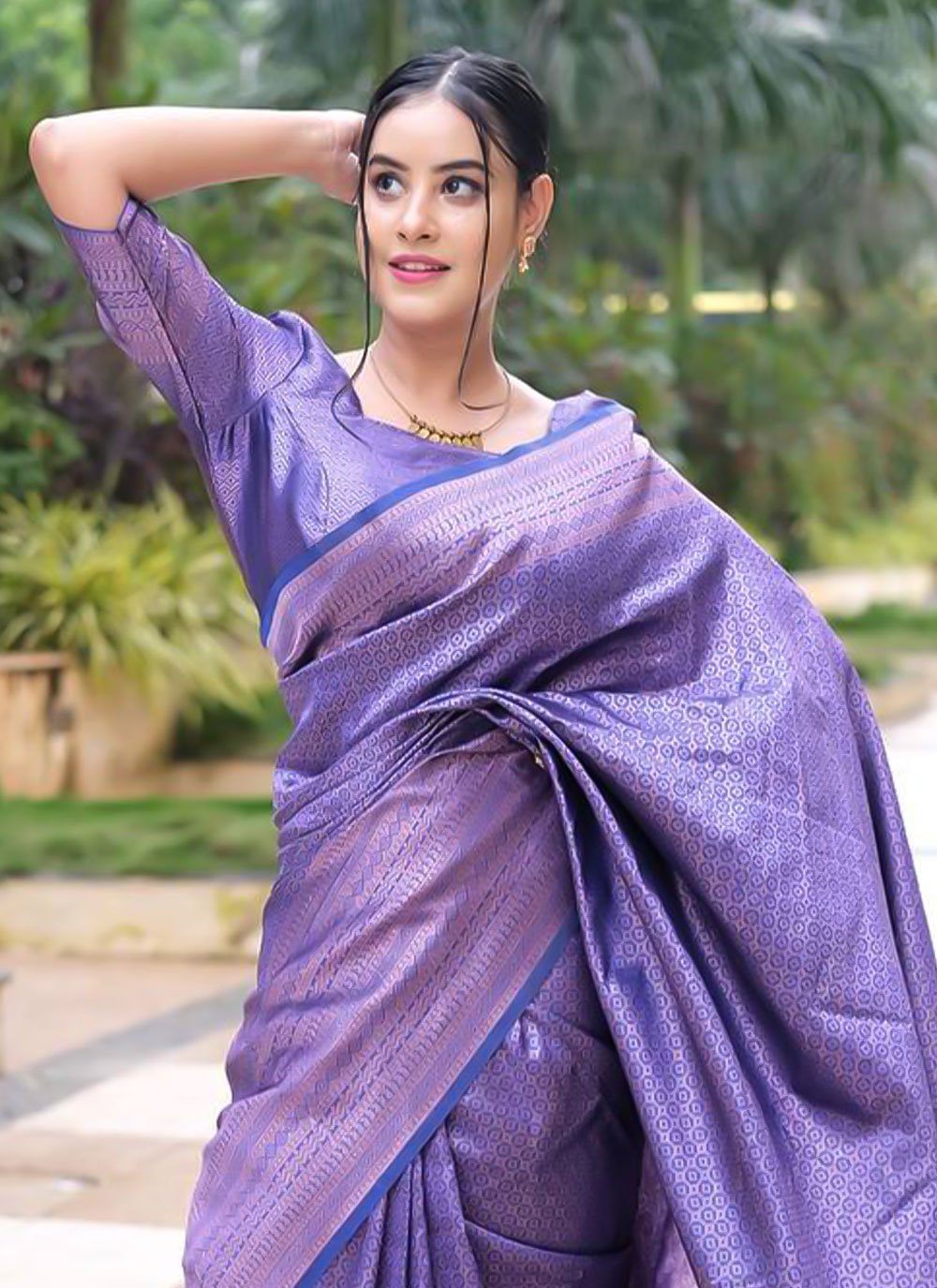 Trendy Saree Banarasi Silk Purple Weaving Saree