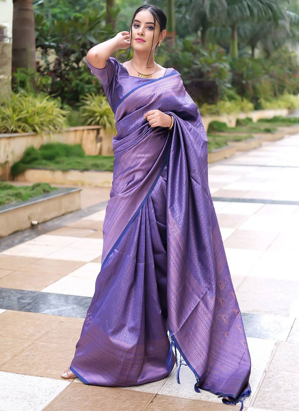 Trendy Saree Banarasi Silk Purple Weaving Saree