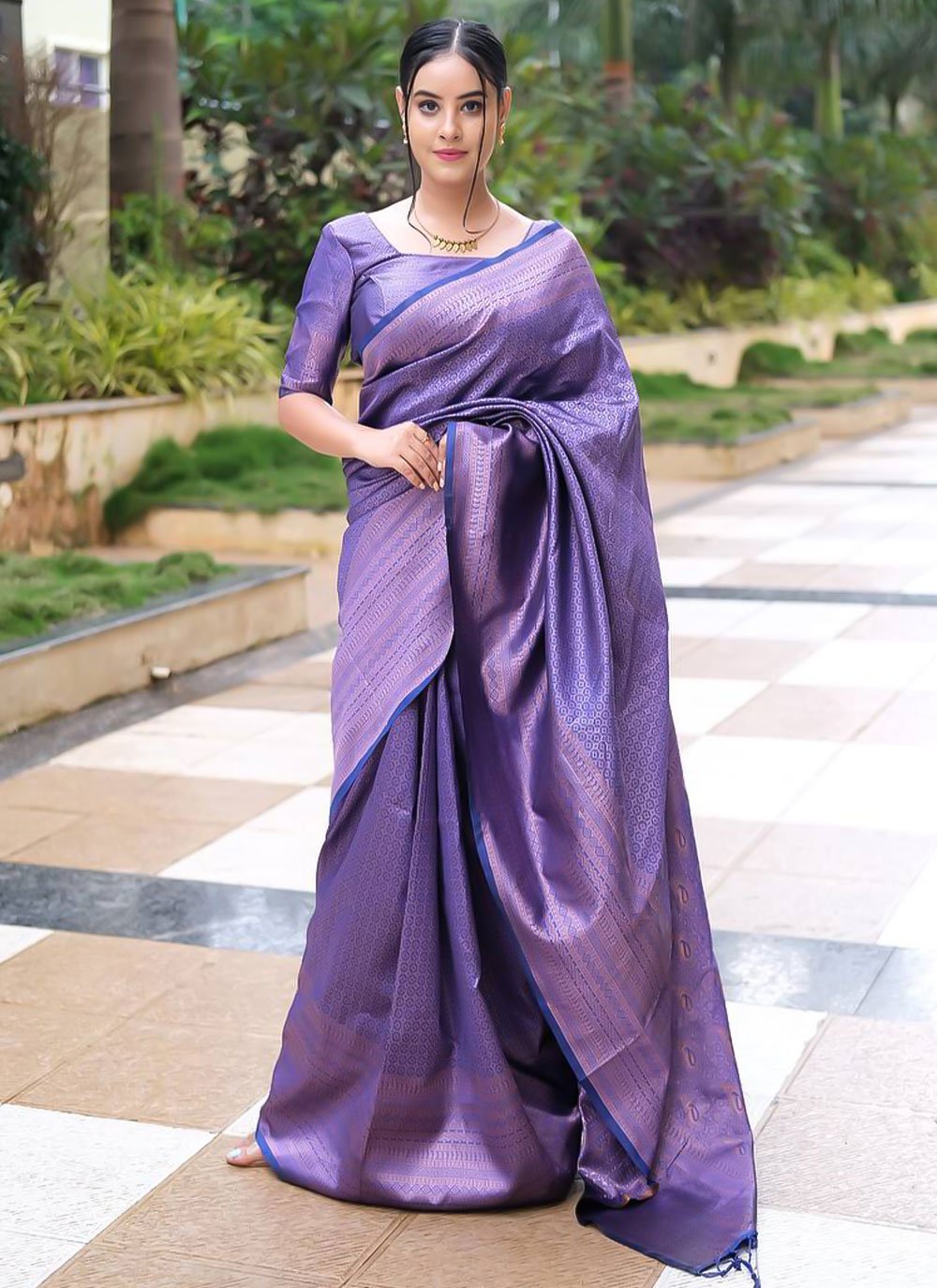 Trendy Saree Banarasi Silk Purple Weaving Saree