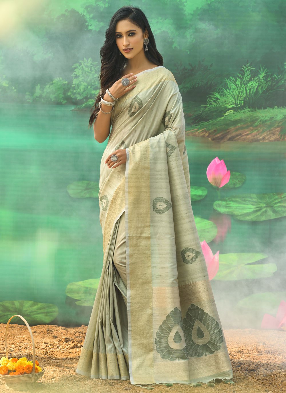 Trendy Saree Silk Green Weaving Saree