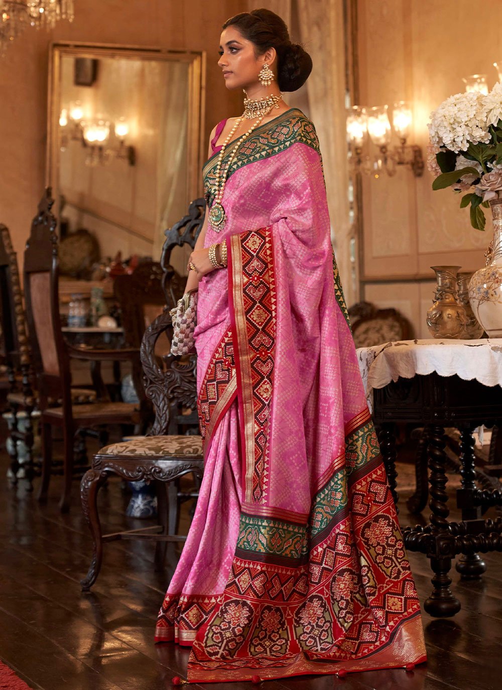 Trendy Saree Patola Silk Pink Weaving Saree