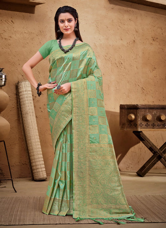 Trendy Saree Silk Green Weaving Saree