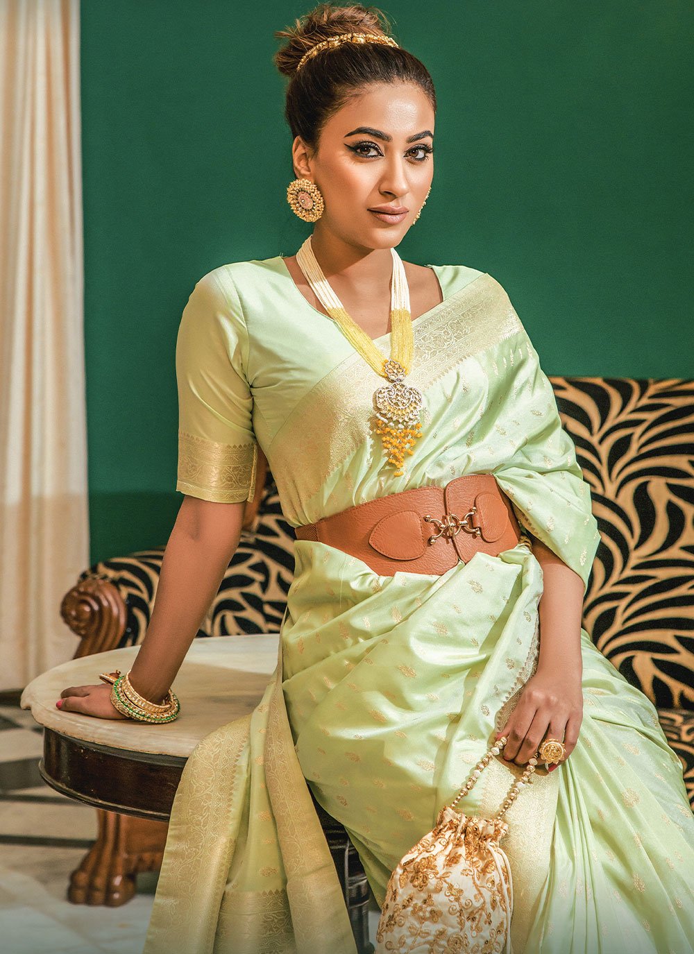 Trendy Saree Silk Green Weaving Saree