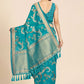 Contemporary Organza Viscose Turquoise Weaving Saree
