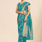 Contemporary Organza Viscose Turquoise Weaving Saree