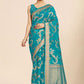 Contemporary Organza Viscose Turquoise Weaving Saree