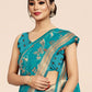 Contemporary Organza Viscose Turquoise Weaving Saree