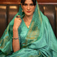 Classic Satin Silk Turquoise Weaving Saree