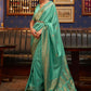 Classic Satin Silk Turquoise Weaving Saree