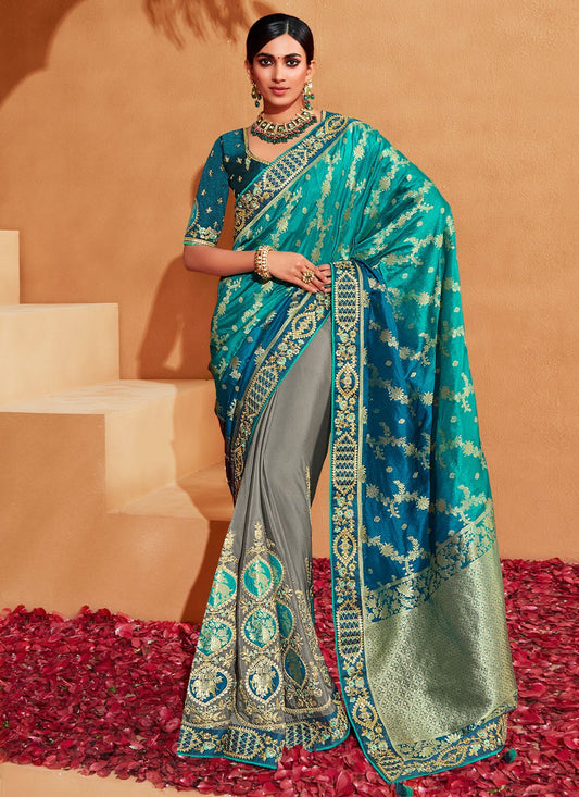 Classic Silk Multi Colour Patch Border Saree